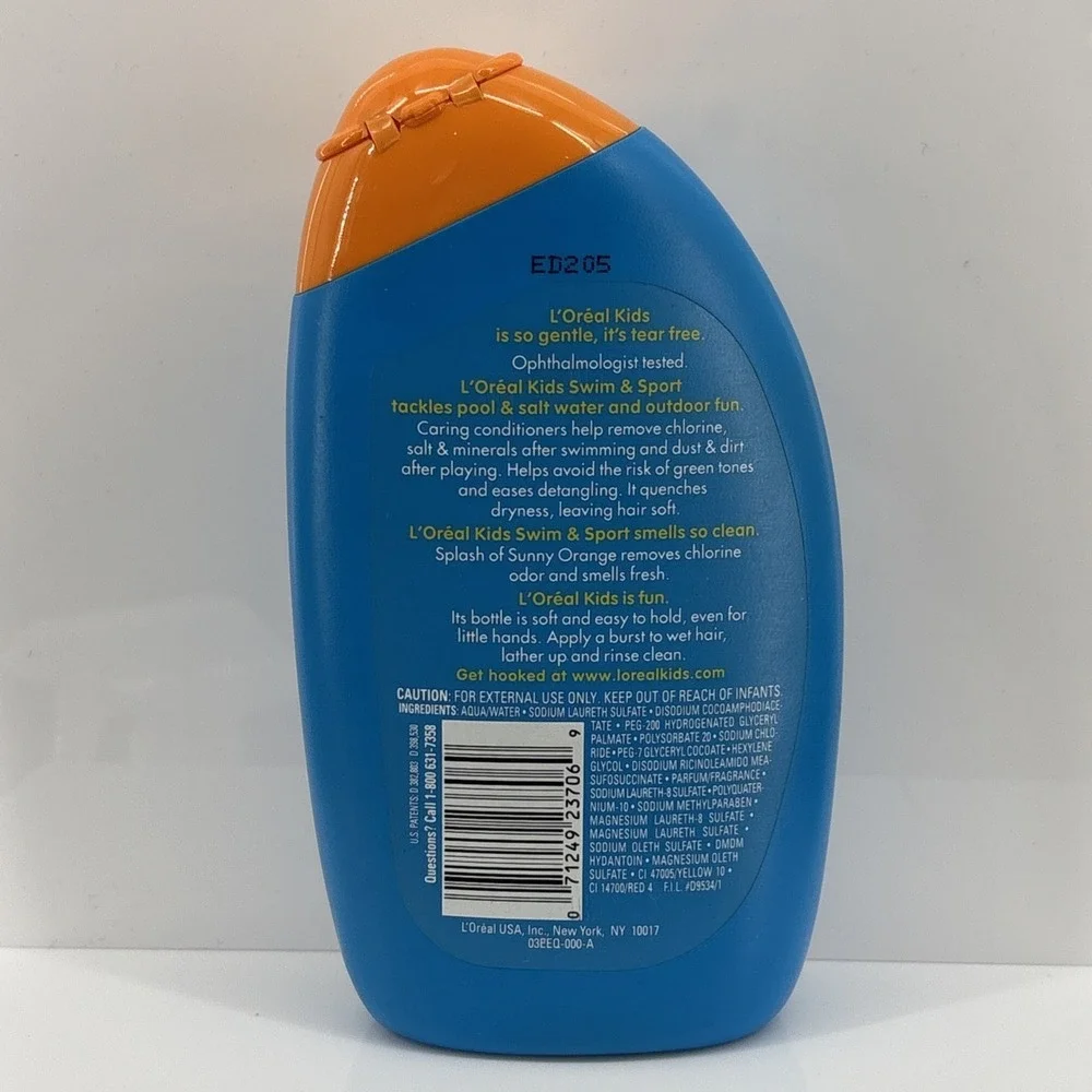 Loreal Kids Swim & Sport Shampoo 2 In 1 Extra Gentle Splash Of Sunny Orange 9 oz